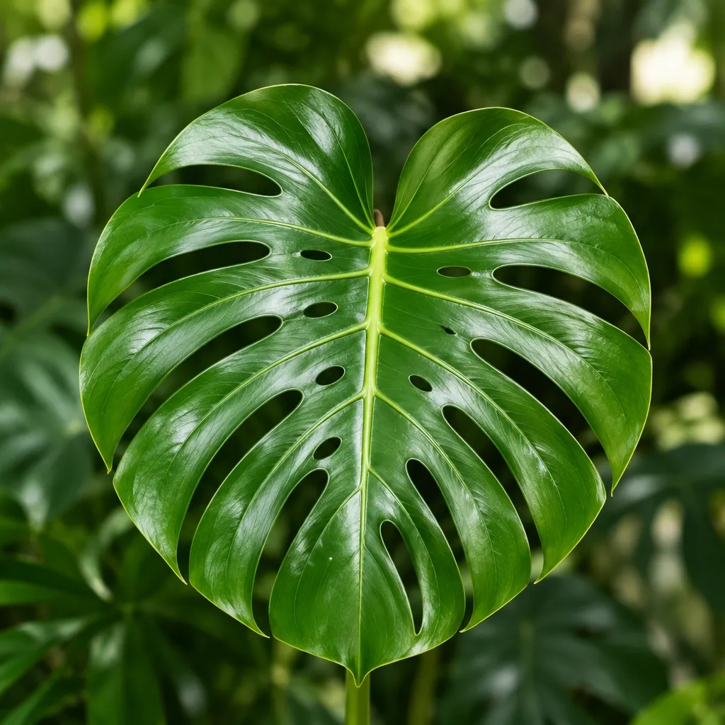 Monstera leaf analyzed by the plant identification app